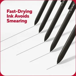 Pens|TRU RED ™ Retractable Quick Dry Gel Pen, Extra Fine Point, 0.38mm, Black, 5/Pack (TR56951)