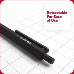 Pens|TRU RED ™ Retractable Quick Dry Gel Pen, Medium Point, 1.0mm, Black, 5/Pack (TR56952)
