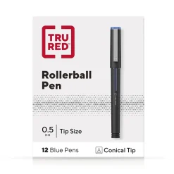 Pens|TRU RED ™ Rollerball Pens, Conical Tip, , Dozen/Pack (TR57322) Blue