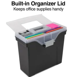 File Storage|TRU RED ™ Slim Portable File Tote, Letter Size, Black, 5/Carton (TR58297CT)