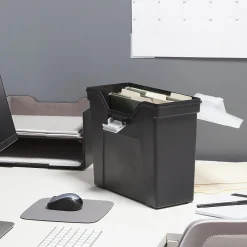 File Storage|TRU RED ™ Slim Portable File Tote, Letter Size, Black, 5/Carton (TR58297CT)