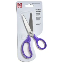 Scissors|TRU RED ™ Student 7" Stainless Steel Scissors, Straight Handle, Right & Left Handed, Assorted Colors (TR55048)