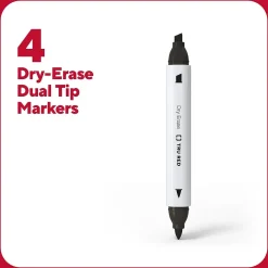 Markers|TRU RED ™ Tank Dry Erase Markers, Twin Tip, Assorted, 4/Pack (TR61439/TR57838)