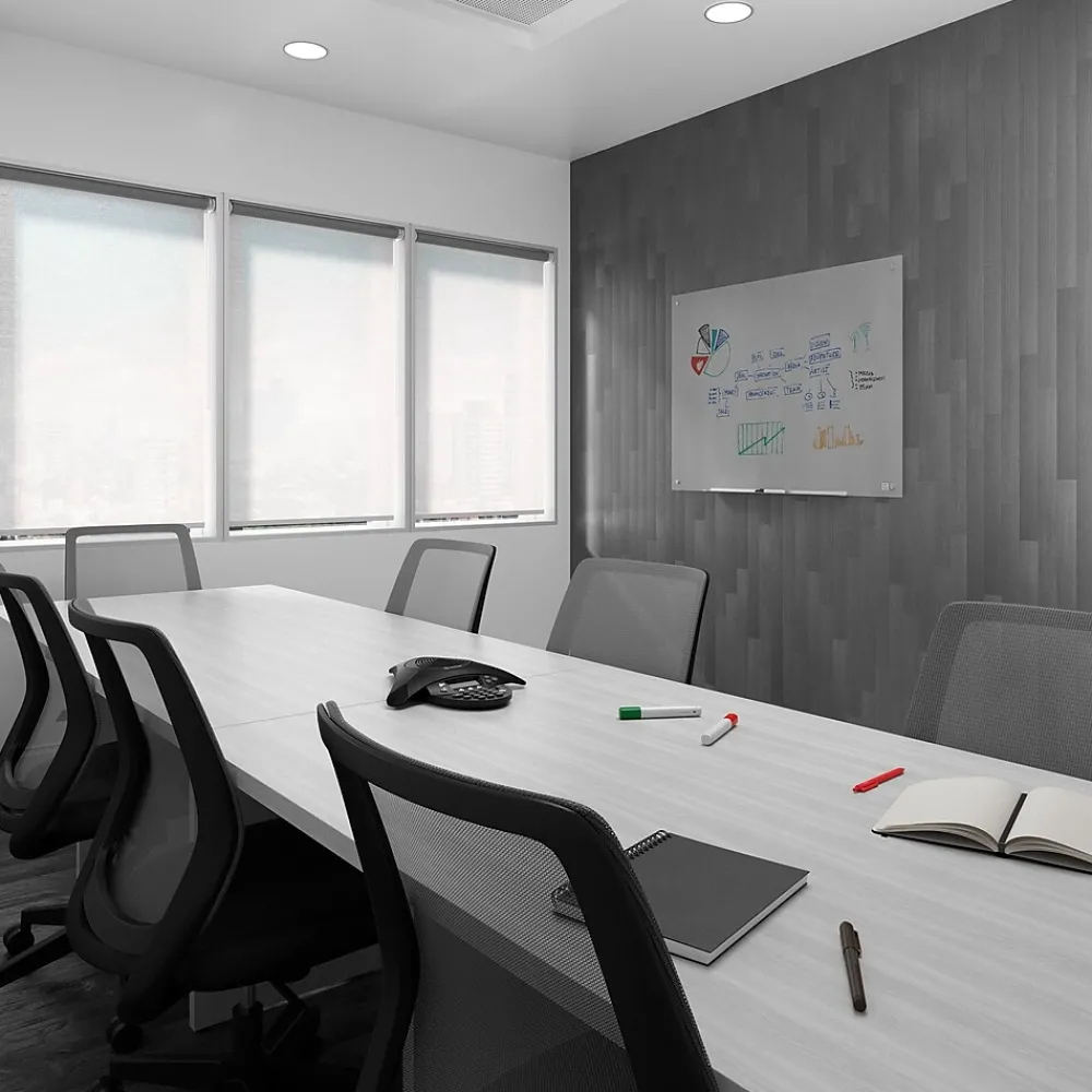 Dry Erase*TRU RED ™ Tempered Glass Dry Erase Board, Frosted, 4' x 3' (TR61199)