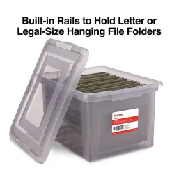 File Storage|TRU RED ™ Weather-Resistant File Box, Letter/Legal, Frost Gray, 4/Carton (TR57623CT)