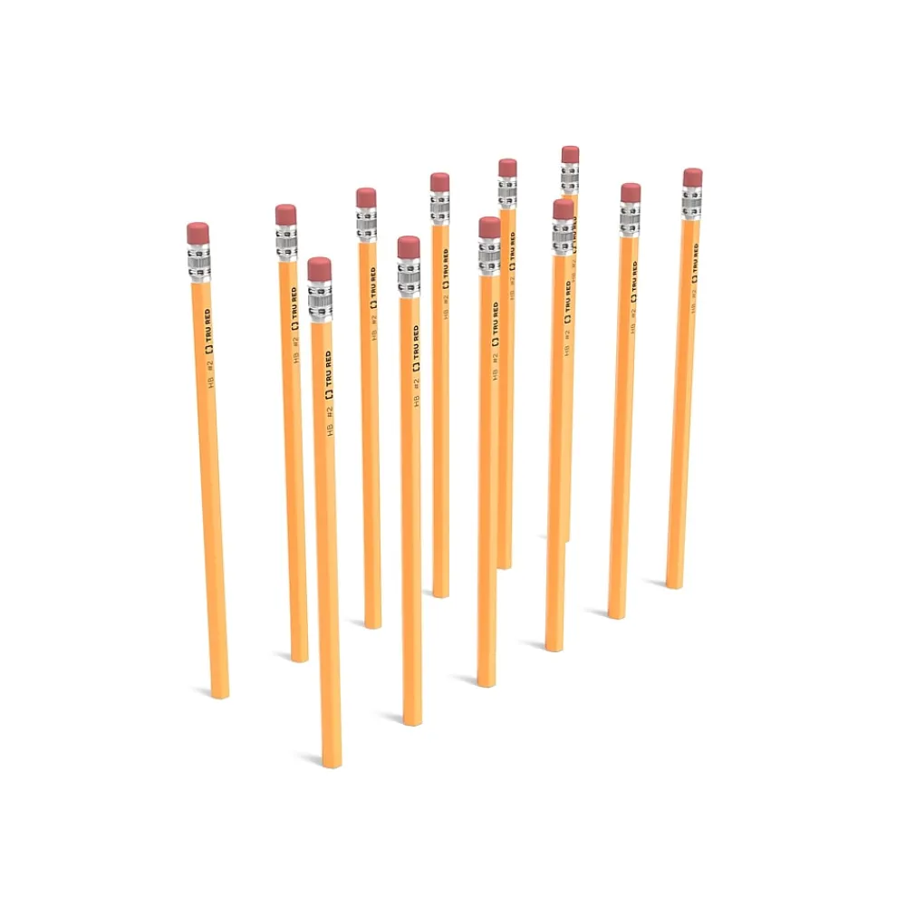 Pencils|TRU RED ™ Wooden Pencil, 2.2mm, #2 Medium Lead, Dozen (TR58555)
