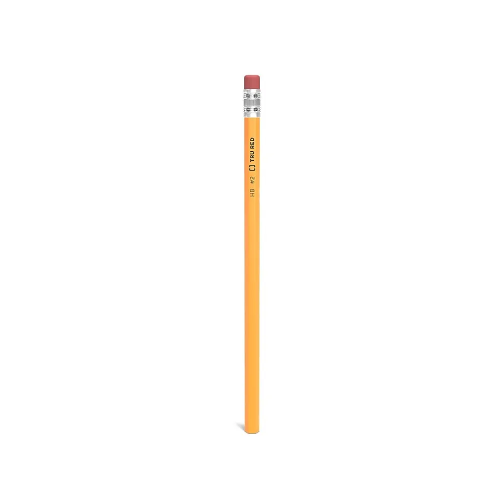 Pencils|TRU RED ™ Wooden Pencil, 2.2mm, #2 Medium Lead, Dozen (TR58555)