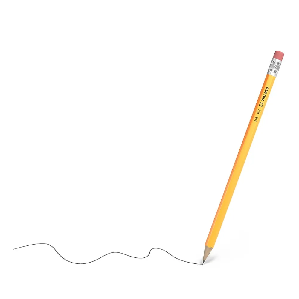 Pencils|TRU RED ™ Wooden Pencil, 2.2mm, #2 Medium Lead, Dozen (TR58555)