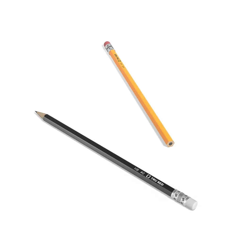Pencils|TRU RED ™ Wooden Pencil, 2.2mm, #2 Medium Lead, Dozen (TR58555)