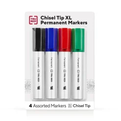 Markers|TRU RED ™ XL Tank Permanent Markers, Chisel Tip, Assorted, 4/Pack (TR56935)