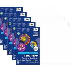 Construction Paper*Tru-Ray 12" x 18" Construction Paper, White, 50 Sheets/Pack, 5 Packs/Bundle (PAC103058-5)