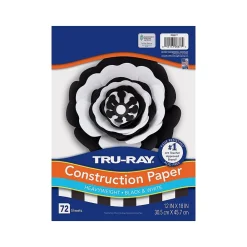 Construction Paper*Tru-Ray 12" x 18" Construction Paper, Black/White, 72 Sheets/Pack (P6677)