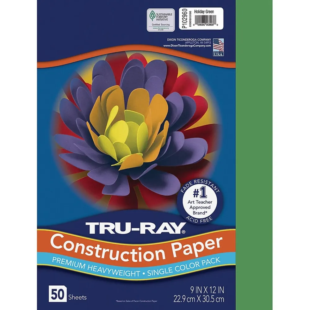 Construction Paper*Pacon Tru-Ray 9" x 12" Construction Paper, Holiday Green, 50 Sheets (P102960)