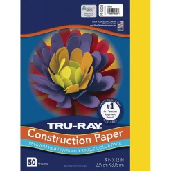 Construction Paper*Pacon Tru-Ray 9" x 12" Construction Paper, Yellow, 50 Sheets (P103004)