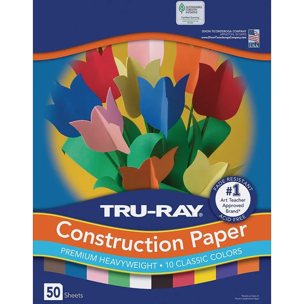 Construction Paper*Tru-Ray 9" x 12" Construction Paper, Assorted Colors, 50 Sheets (P103031)
