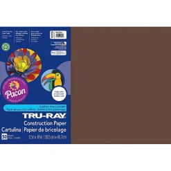 Construction Paper*Pacon Tru-Ray® Construction Paper, Dark Brown, 12" x 18", 50 Sheets Per Pack, 5 Packs (PAC103056-5)