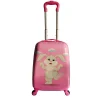 17" Hardside Carry-On Suitcase, 3-Wheeled Spinner, TSA Checkpoint Friendly, Pink (T0499-HappyBuny)<TUCCI