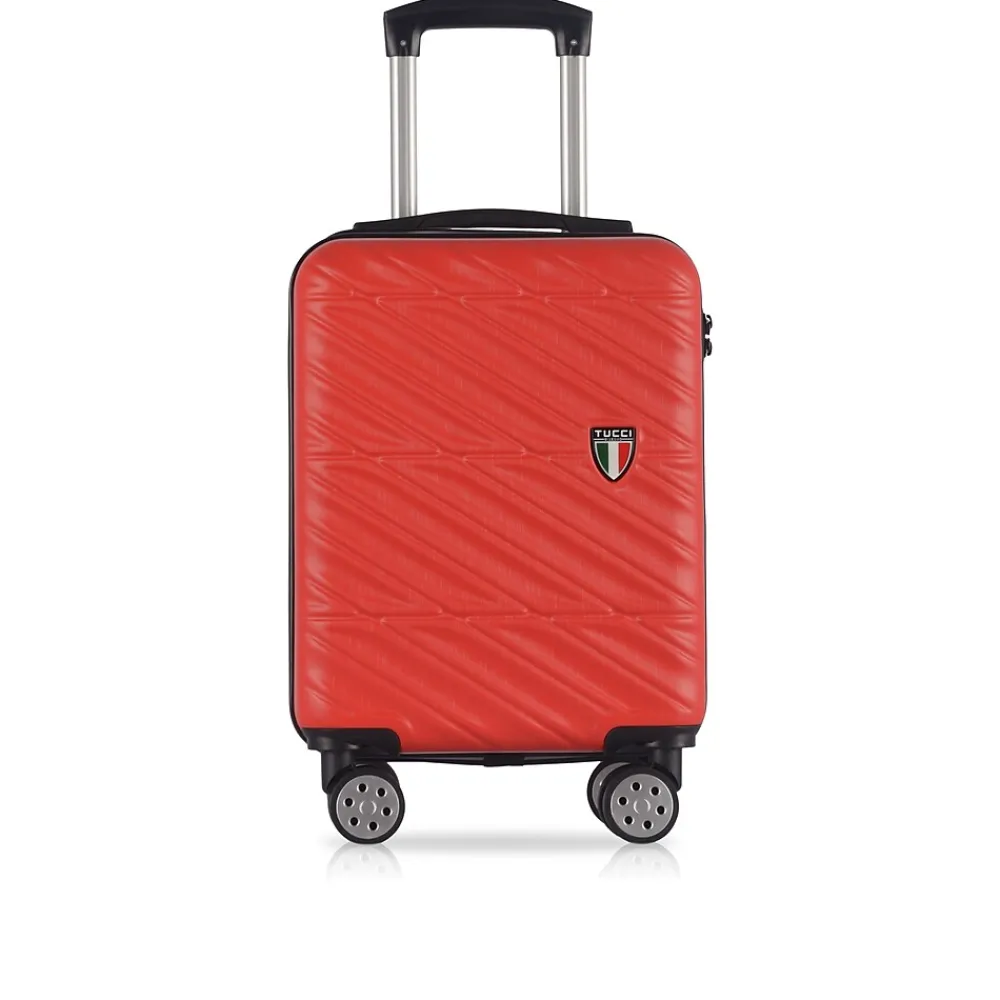 Hardside Carry-On Suitcase, 4-Wheeled Spinner, TSA Checkpoint Friendly (T0476-17in-RED)<TUCCI