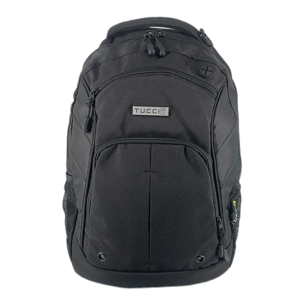TUCCI Laptop Backpack, Medium, Black (T0565)