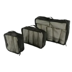 3-Piece Fabric Packing Cube Set, Water Resistant, Black (T0553-BLK)<TUCCI Best