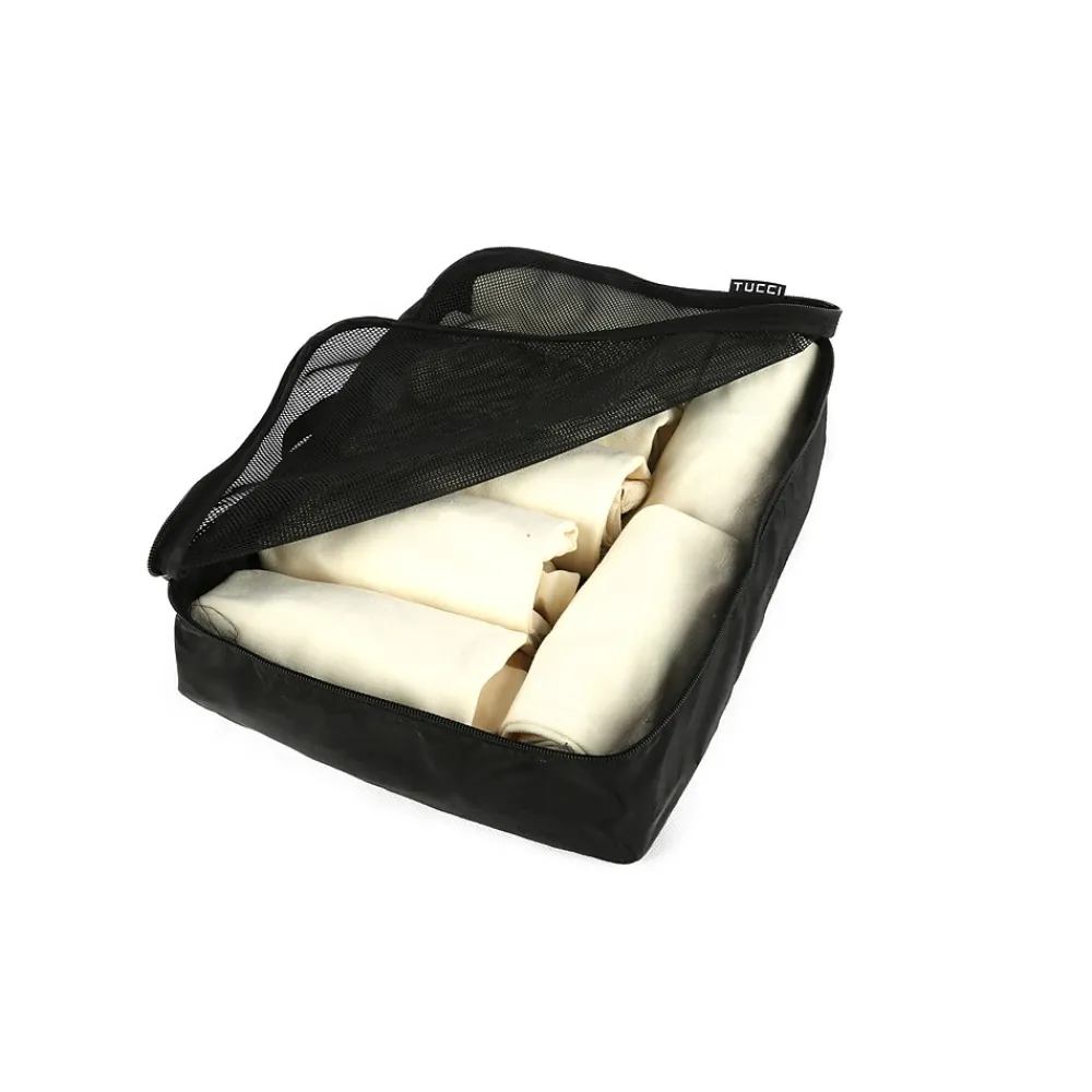 3-Piece Fabric Packing Cube Set, Water Resistant, Black (T0553-BLK)<TUCCI Best