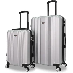 2-Piece Hardside Spinner Carry-On Luggage Set, TSA Checkpoint Friendly, Silver (S0536-02PC-SLV)<TUCCI Clearance