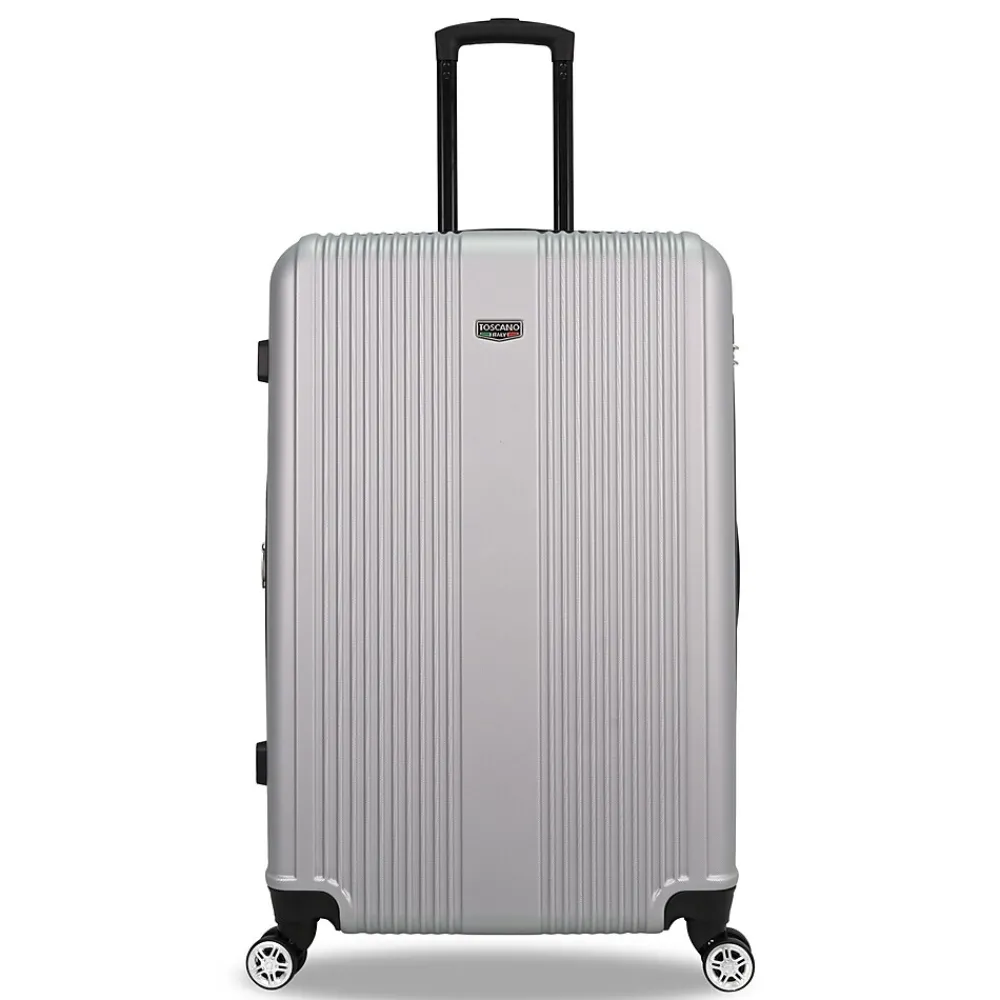 2-Piece Hardside Spinner Carry-On Luggage Set, TSA Checkpoint Friendly, Silver (S0536-02PC-SLV)<TUCCI Clearance