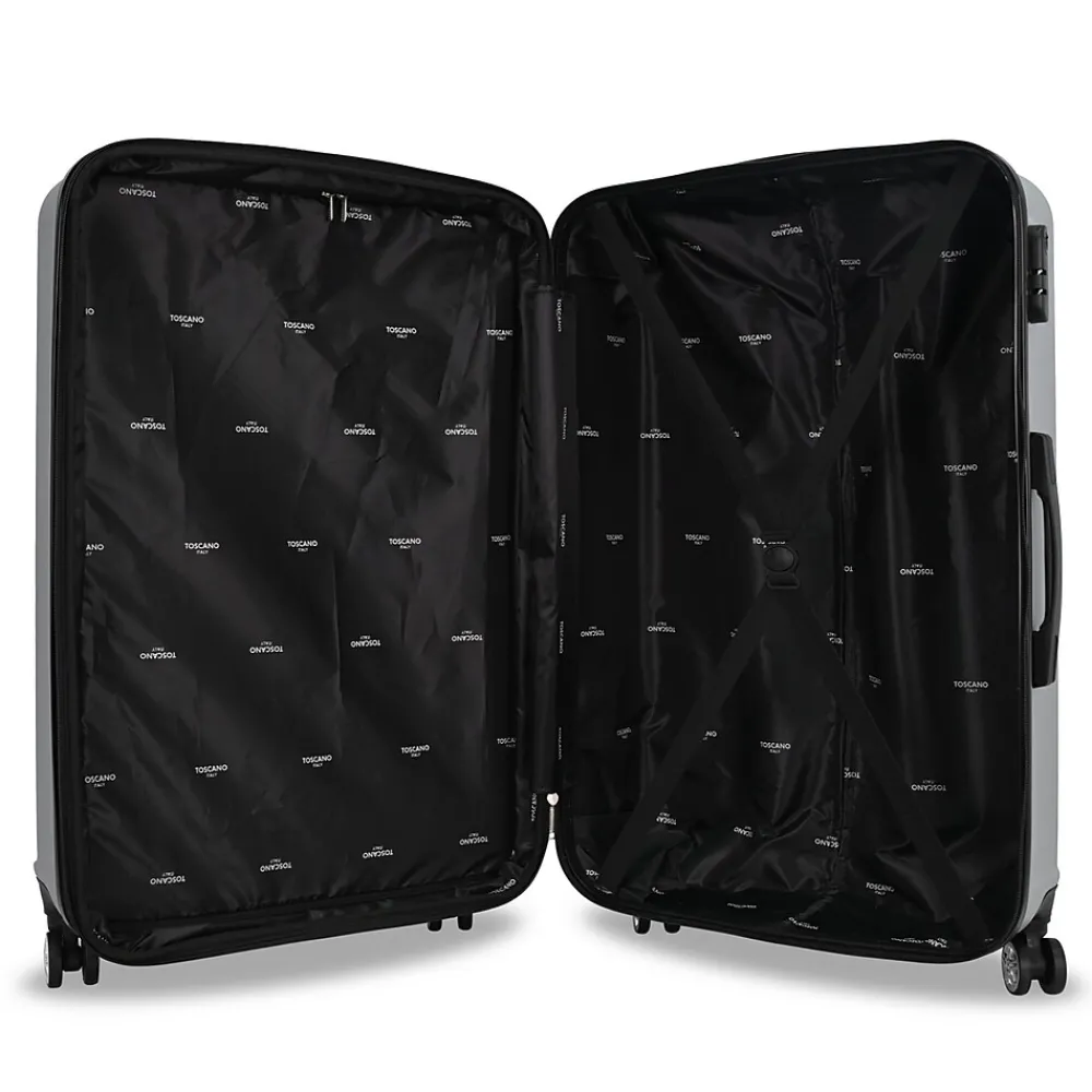 2-Piece Hardside Spinner Carry-On Luggage Set, TSA Checkpoint Friendly, Silver (S0536-02PC-SLV)<TUCCI Clearance