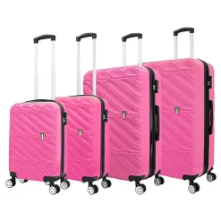 4-Piece Hardside Spinner Carry-On Luggage Set, TSA Checkpoint Friendly, Fushcia (T0533-04PC-FUSH)<TUCCI Sale