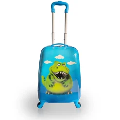 RexDino Hardside Carry-On Suitcase, 4-Wheeled Spinner, TSA Checkpoint Friendly, Blue (T0496-RexDino)<TUCCI Clearance