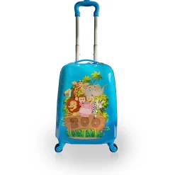 Zooland Hardside Carry-On Suitcase, 4-Wheeled Spinner, TSA Checkpoint Friendly, Blue (T0498-Zooland)<TUCCI Clearance