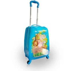 Zooland Hardside Carry-On Suitcase, 4-Wheeled Spinner, TSA Checkpoint Friendly, Blue (T0498-Zooland)<TUCCI Clearance