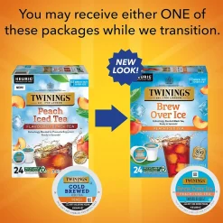 Twinings Brew Over Ice Peach Iced Black Tea, Keurig® K-Cup® Pods, 24/Box (F17280)