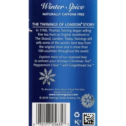 Twinings Decaf Winter Spice Herbal Tea Bags, 20/Box (F07058)