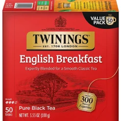 Twinings English Breakfast Black Tea Bags, 50/Box (F05331)