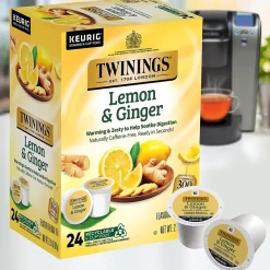 Twinings Lemon & Ginger Herbal Tea, Keurig® K-Cup® Pods, 24/Box (TNA89556)