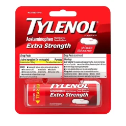 Extra Strength Caplets, Fever Reducer and Pain Reliever, 500 mg, 10 Count (703662)<Tylenol