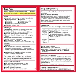 Extra Strength Caplets, Fever Reducer and Pain Reliever, 500 mg, 100 Count (931218)<Tylenol Outlet