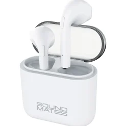 SoundMates Wireless Bluetooth Earbuds with Protective Charging Case, White (5761)<Tzumi New