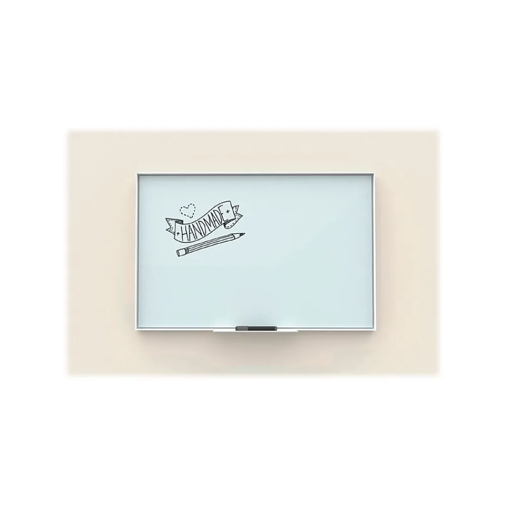 Dry Erase*U Brands Glass Dry-Erase Whiteboard, Aluminum Frame, 6' x 4' (2827U00-01)