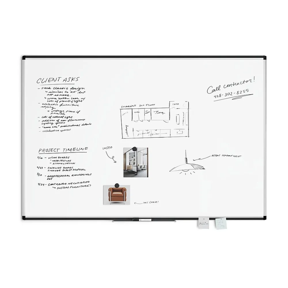Dry Erase*U Brands PINIT Steel Dry-Erase Whiteboard, Aluminum Frame, 6' x 4' (2808U00-01)