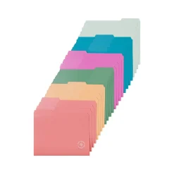 File Folders|U Brands U-Eco File Folder, 1/3-Cut Tab, Letter Size, Assorted Colors, 24/Pack (6597U01-12)