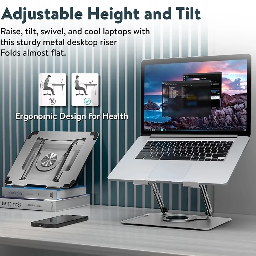 10.2" x 10" Metal Swivel Laptop Stand 2.0, (SLS-)<Uncaged Ergonomics New