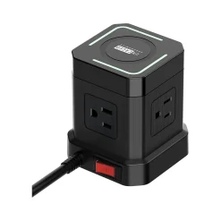 Uncaged Ergonomics Cube 4-Outlet 4-USB Port Surge Protector, 10', Black (WC-10-b)