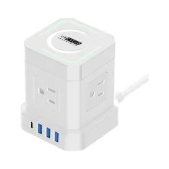 Uncaged Ergonomics Cube 4-Outlet 4-USB Port Surge Protector, 10', White (WC-10-w)