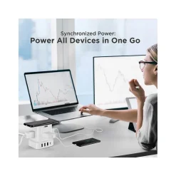 Uncaged Ergonomics Cube 4-Outlet 4-USB Port Surge Protector, 10', White (WC-10-w)