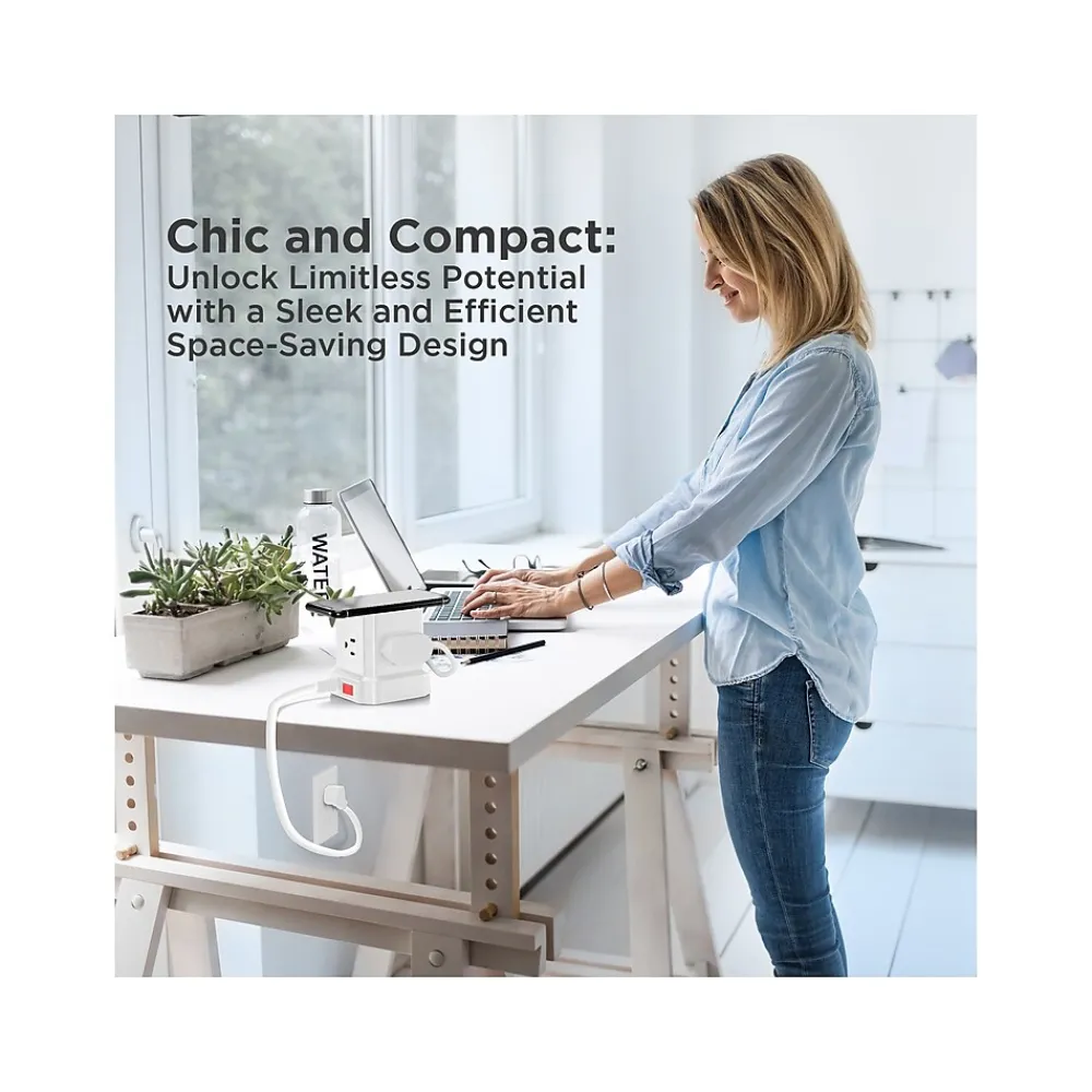 Uncaged Ergonomics Cube 4-Outlet 4-USB Port Surge Protector, 10', White (WC-10-w)