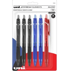 Pens|uni-ball uni Jetstream Elements Ballpoint Pens, Medium Point, 1.0mm, Assorted Ink, 6/Pack (70149)
