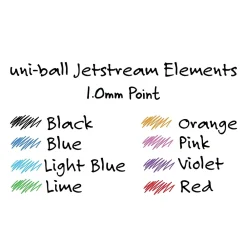 Pens|uni-ball uni Jetstream Elements Ballpoint Pens, Medium Point, 1.0mm, Assorted Ink, 6/Pack (70149)