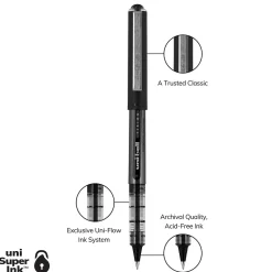 Pens|Uni Vision Rollerball Pen,Micro Point, Black Ink, Dozen (60106)